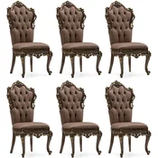 Casa Padrino luxury baroque dining chair set of 6 gray/brown/gold - Magnificent baroque style kitchen chairs - Baroque dining room furniture - Luxury furniture baroque style
