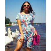 Resti Womens floral mini dress ala hiszpanka in blue