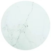 Vidaxl Mizna plošča bela O50x0,8 cm kaljeno steklo z marmorjem