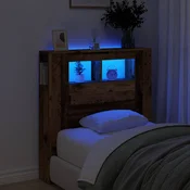Vidaxl LED posteljno vzglavje starinski les 100x18,5x103,5 cm inž. les