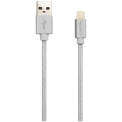 CANYON MFI-3 Charge & Sync MFI braided cable with metalic shell, USB to lightning, certified by Apple, cable length 1m, OD2.8mm, Pearl White - CNS-MFIC3PW