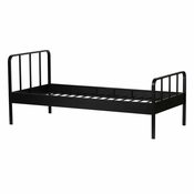 Crni metalni krevet s podnicom 90x200 cm Mees – WOOOD