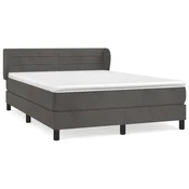 Vidaxl Box spring postelja z vzmetnico temno siva 180x200 cm žamet