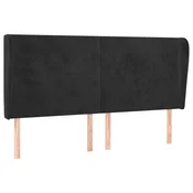 Vidaxl Vzglavje z ušesi črno 163x23x118/128 cm žamet