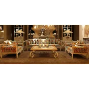 Casa Padrino Luxury Baroque Wrought Iron Furniture Set Green/Orange/White - 1 Sofa & 2 Armchairs & 1 Coffee Table - Living Room Furniture - Garden Furniture - Luxury Baroque Furniture