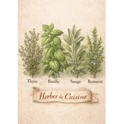 Plakat 21x30 cm za kuhinjo Herbes de Cuisine starinska zelišča A4