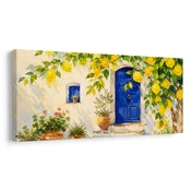 Slika modra vrata pod limonami - 140x70