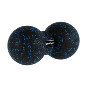 Dvojna masažna žoga Duoball 12cm, črno-modra, material EPP, REBEL ACTIVE