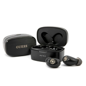 GUESS brezžične bluetooth slušalke s prenosno polnilno postajo, črne