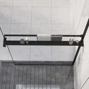 Polica za stijenku tuš-kabine crna 90 cm aluminijska