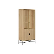 Regal Norsica 847 Z vrati, Zaprte, MDF plošča, Kaljeno steklo, 180x80x40cm, Divji hrast, Črna