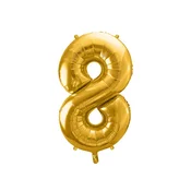 PartyDeco Folija balon številka 8 zlat 86 cm