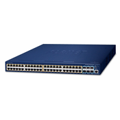 PLANET SGS-6310-48P6XR mrežni prekidac Upravljano L3 Gigabit Ethernet (10/100/1000) Podrška za napajanje putem Etherneta (PoE) 1U Plavo