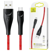 USAMS USAMS BRIDED MICROUSB KABEL 3M 2A RDEČ HITRO POLNJENJE ZA TELEFONE, (21980471)