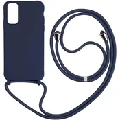 Silikonski ovitek BigCousin z vrvico za Samsung A21S – temno modra, prozoren ovitek