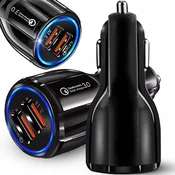 LED 2x USB 3.0 avtopolnilnik za hitro polnjenje naprav QUICKCHARGE 3.1A