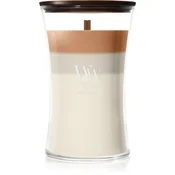 Woodwick Trilogy Café Macchiato dišeča sveča z lesenim stenjem 610 g