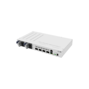 Mikrotik Cloud Router Switch 504-4XQ-IN with QCA9531 650 MHz CPU, 16 x 25G port 98DX4310 switch chip, 64 MB RAM, 4 x 100G QSFP28 ports, 1 x 100Mbit Eth port for management, RouterOS L5, desktop case,