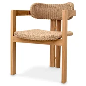 Casa Padrino Luxury Teak Dining Chair with Armrests Natural 60 x 53 x H. 77 cm - Garden Chair - Patio Chair - Garden Furniture - Dining Room Furniture - Luxury Teak Furniture