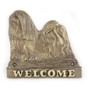 Artdog Lhasa Apso - ploščica na vratih s psom, medeninasta dobrodošlica, unikaten znak z napisom Welcome by Art-Dog