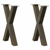 Noge za blagovaonski stol u obliku slova X, 2 kom, prirodni celik, 50 x (72-73) cm, celik