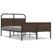 Vidaxl Posteljni okvir brez vzmetnice 120x190 cm rjav hrast inž. les