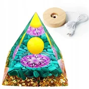 shumee Piramidasti ORGONIT + LED PODSTAVEK ZA SVETILKO 5 cm KRISTALNI KAMNI AMULET 5 cm VX15
