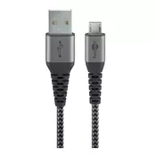 Goobay GOOBAY micro USB na USB-A 0,5m priključni kabel s kovinskimi vtiči vesoljsko siva/srebrna