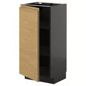 METOD Podni element s policama, Crnosiva/Voxtorp im. hrastovine, 40x37 cm