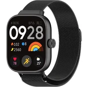 GS Milanski pašček za Xiaomi Redmi Watch 4/Xiaomi Smart Band 8 Pro/Xiaomi Smart Band 9 Pro, črn