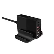 DEVIA mrežna stanica za punjenje, 4 USB+Type-C priključka, 75 W, PD brzo punjenje 3.0, CRNA ST359446