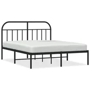 Greatstore Kovinski posteljni okvir z vzglavjem črn 140x190 cm