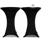 vidaXL Crni rastežljiv stolnjak za stolove O80 2 kom
