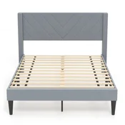 Northix Žametni platform posteljni okvir 200x140 cm lesen 250kg siv