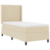 Vidaxl LED Box Spring Postelja z vzmetnico krema 80 x 200 cm blago