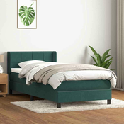 vidaXL vidaXL Box spring postelja z vzmetnico temno zelena 80x220 cm žamet, (21792628)