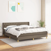 Greatstore Box spring postelja z vzmetnico taupe 180x200 cm blago