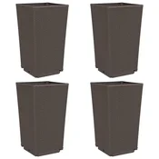 Vidaxl Vrtna cvetlična korita 4 kosi rjava 32,5x32,5x57 cm PP