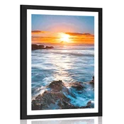 Plakat s paspartujem romantični sončni zahod - 30x45 black