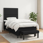 Vidaxl Box spring postelja z vzmetnico črn 90x190 cm blago