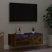 TV ormaric s LED svjetlima boja dimljenog hrasta 75x35,5x25 cm