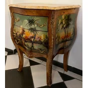 Casa Padrino baroque chest of drawers brown/multicolor/cream - Handmade baroque style bedside table with marble top and 3 drawers - Baroque furniture - Baroque style bedroom furniture