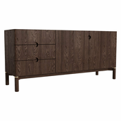 Temno rjava nizka komoda v hrastovem dekorju 160x73 cm Arun – Unique Furniture