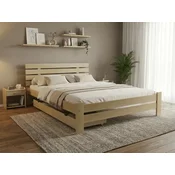 Ljubki dom Postelja PARIS povišana 180 x 200 cm bor Posteljno dno: Lamelno posteljno dno, Vzmetnica: Vzmetnica Deluxe 10 cm
