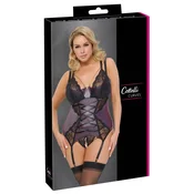 Cottelli Curves Basque Set 85D/L, Purple-Black, Removable Lace Details OCV050A