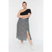 Trendyol Curve Black Slit Woven Viscose Skirt