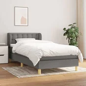Greatstore Box spring postelja z vzmetnico temno siva 90x190 cm blago