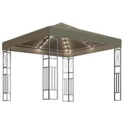 Vidaxl Paviljon z LED lučkami 3x3 m taupe blago