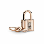 Pandora Igrivi bronasti obeski Ključavnica in ključ Rose 780088C01