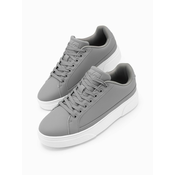 Ombre Mens eco leather sneakers shoes with thick sole - grey